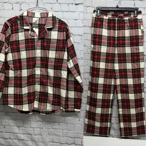 Hanna Andersson girls Red and Green Plaid Fabric pajamas set Sz 14-16